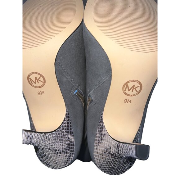 NIB Michael Kors Caroline Boots 9M Dark Slate Suede Leather Knee High MK Logo - Picture 9 of 14